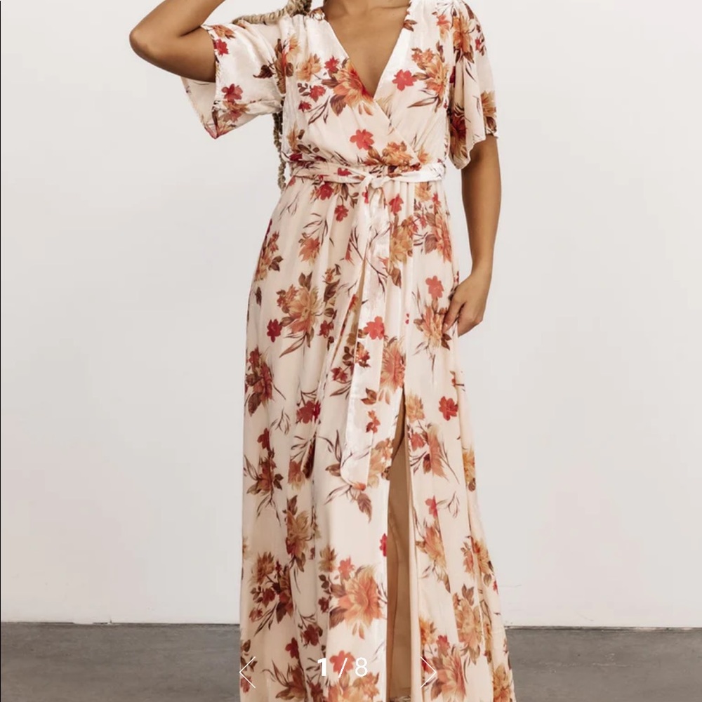 Uma Velvet Maxi Dress | Cream Floral in Large